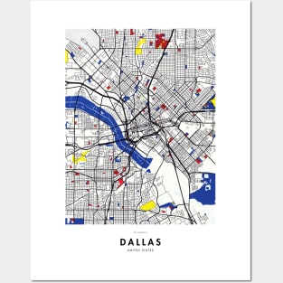 Dallas (United States) Map x Piet Mondrian Posters and Art